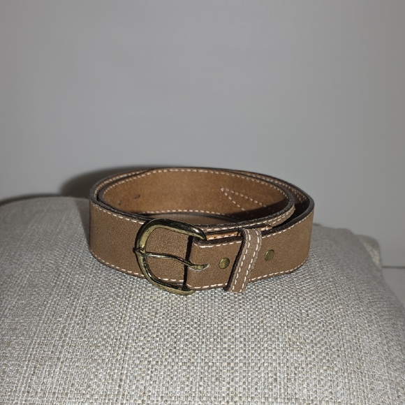 Torel Accessories - Classic Brown Leather Belt with Gold Buckle